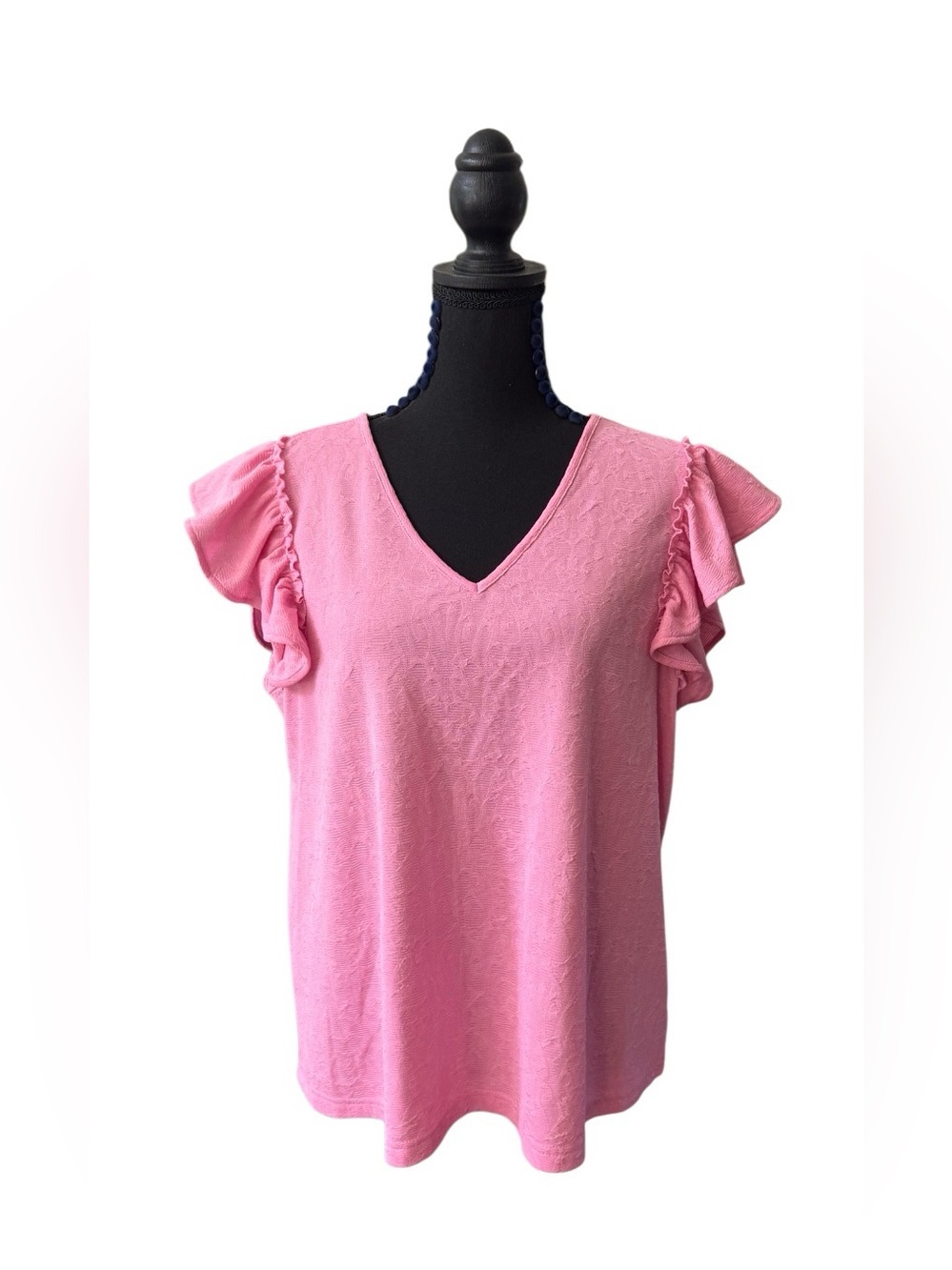 Emaline Ruffled Sleeve V-Neck Blouse in Pink